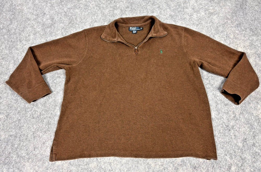 Polo by Ralph Lauren Cotton Men’s Brown Quarter Zip Sweater Size Large XL